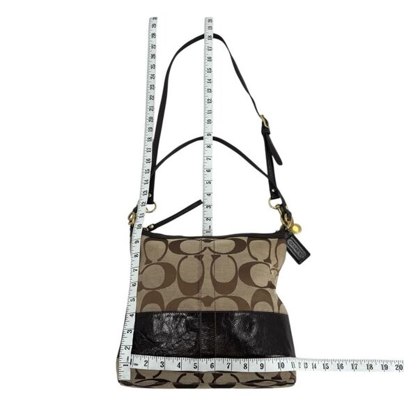 Coach signature Jacquard Brown Khaki Convertible Shoulder Crossbody Bag Y2K - Picture 7 of 9